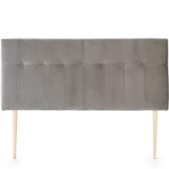 Vs Venta-Stock Tête de lit tapissée Napoles 140x100 cm Gris, Velours, Pieds en Bois