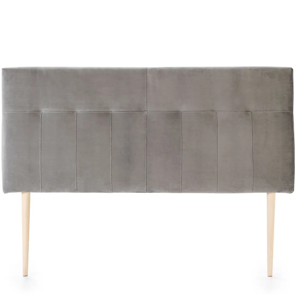 Vs Venta-Stock Tête de lit tapissée Napoles 140x100 cm Gris, Velours, Pieds en Bois