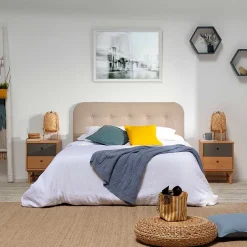 Vs Venta-Stock Tête de lit tapissée Saona 150x60 cm Couleur Beige, 8 cm d'épaisseur Outlet