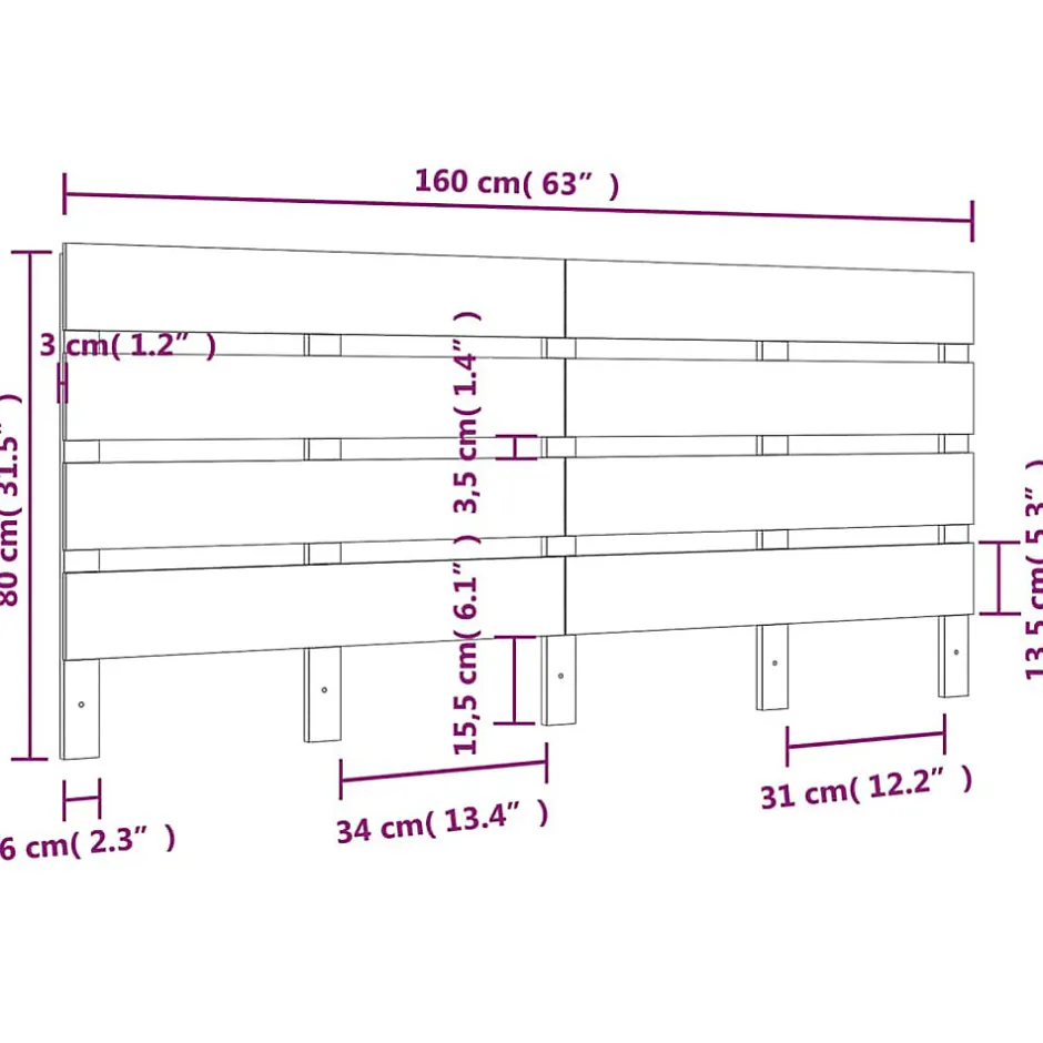 Vidaxl Tête de lit 160x3x80 cm Bois massif de pin