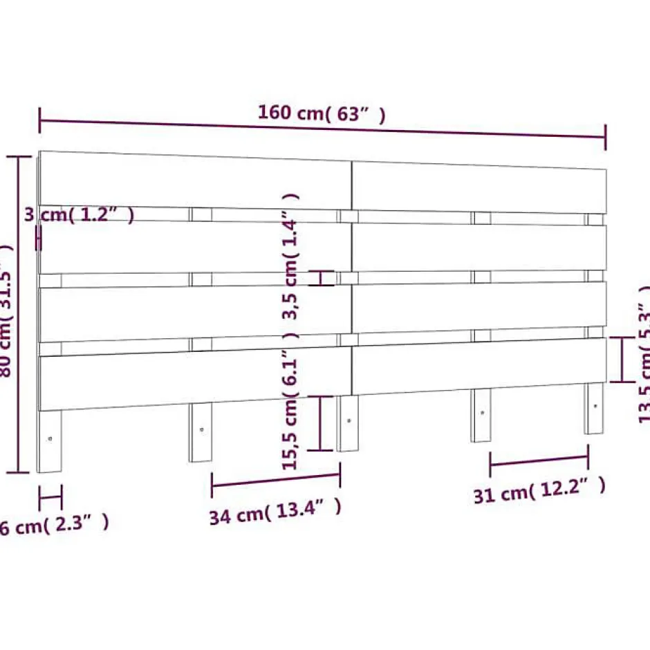 Vidaxl Tête de lit 160x3x80 cm Bois massif de pin