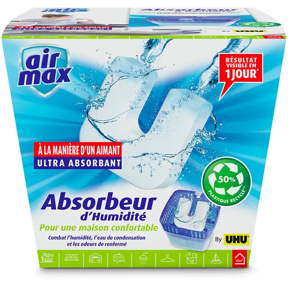 UHU Air max magnet - Absorbeur d'humidité très rapide et efficace, 1 recharge incluse Hot