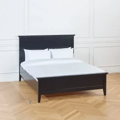 Robin des bois VANESSA Lit double style bord de mer en pin laqué noir, 160 x 200