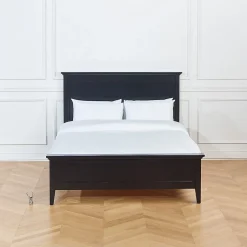 Robin des bois VANESSA Lit double style bord de mer en pin laqué noir, 160 x 200