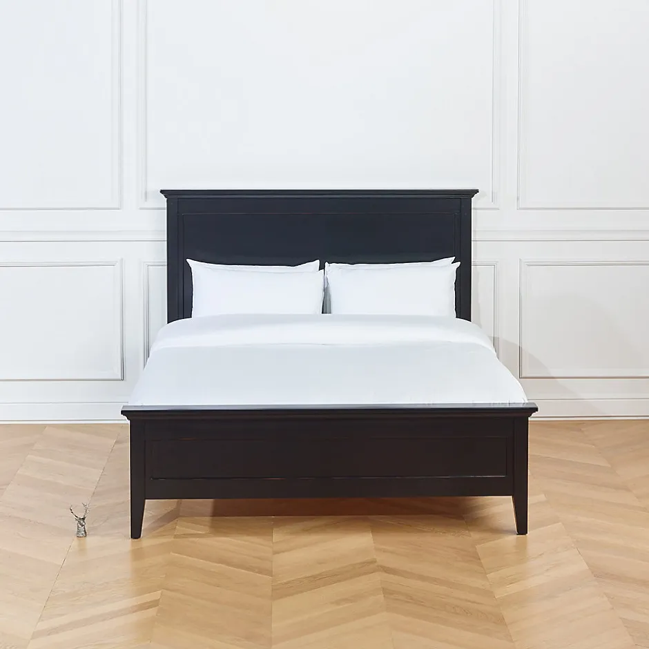 Robin des bois VANESSA Lit double style bord de mer en pin laqué noir, 160 x 200
