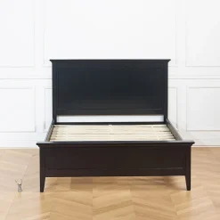 Robin des bois VANESSA Lit double style bord de mer en pin laqué noir, 160 x 200