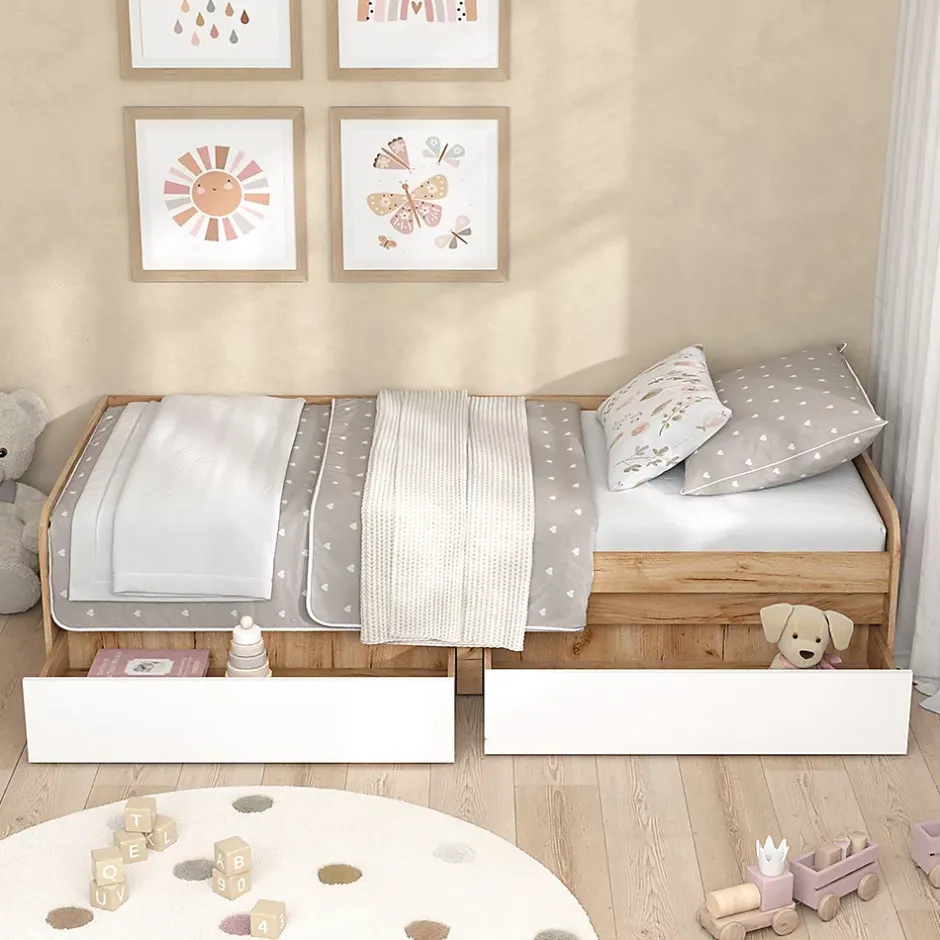 Vicco Lit denfant Blanc/Artisan 90x200 cm sans matelas Sale