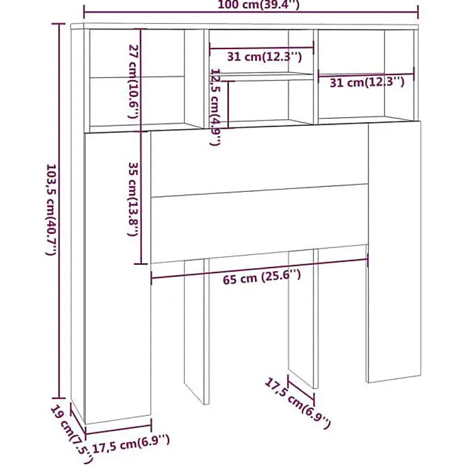 Vidaxl Armoire de tête de lit Blanc brillant 120x19x103,5 cm Best