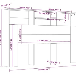 Vidaxl Armoire de tête de lit Blanc 160x19x103,5 cm 811871