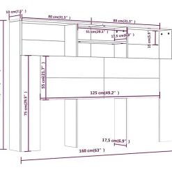 Vidaxl Armoire de tête de lit Blanc 160x19x103,5 cm 811871