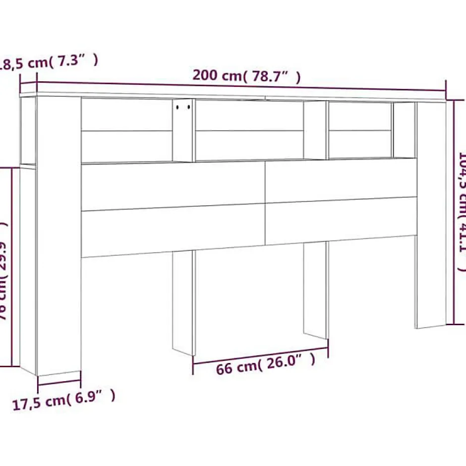Vidaxl Armoire de tête de lit Blanc 200x18,5x104,5 cm 811952