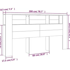 Vidaxl Armoire de tête de lit Blanc 200x18,5x104,5 cm 811952