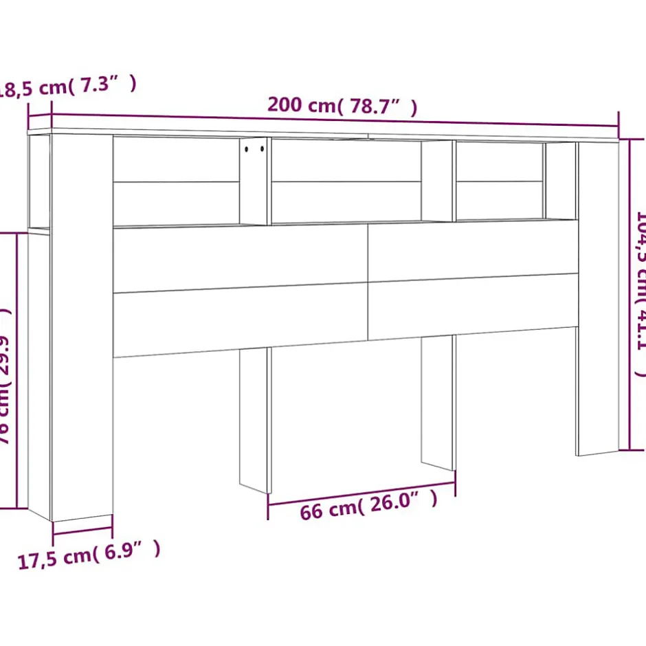 Vidaxl Armoire de tête de lit Blanc 200x18,5x104,5 cm 811952