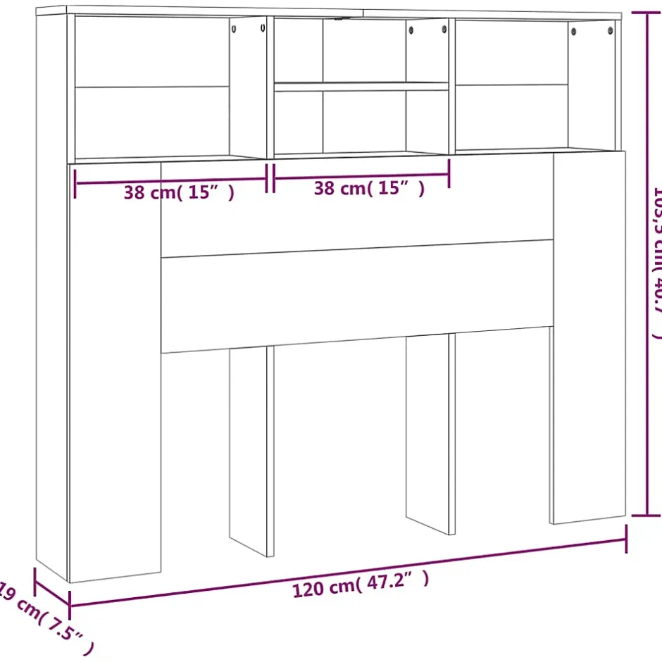 Vidaxl Armoire de tête de lit Chêne marron 100x19x103,5 cm Online