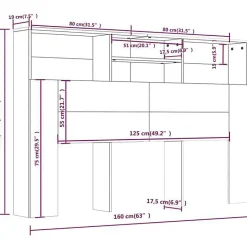 Vidaxl Armoire de tête de lit Gris béton 160x19x103,5 cm 811875
