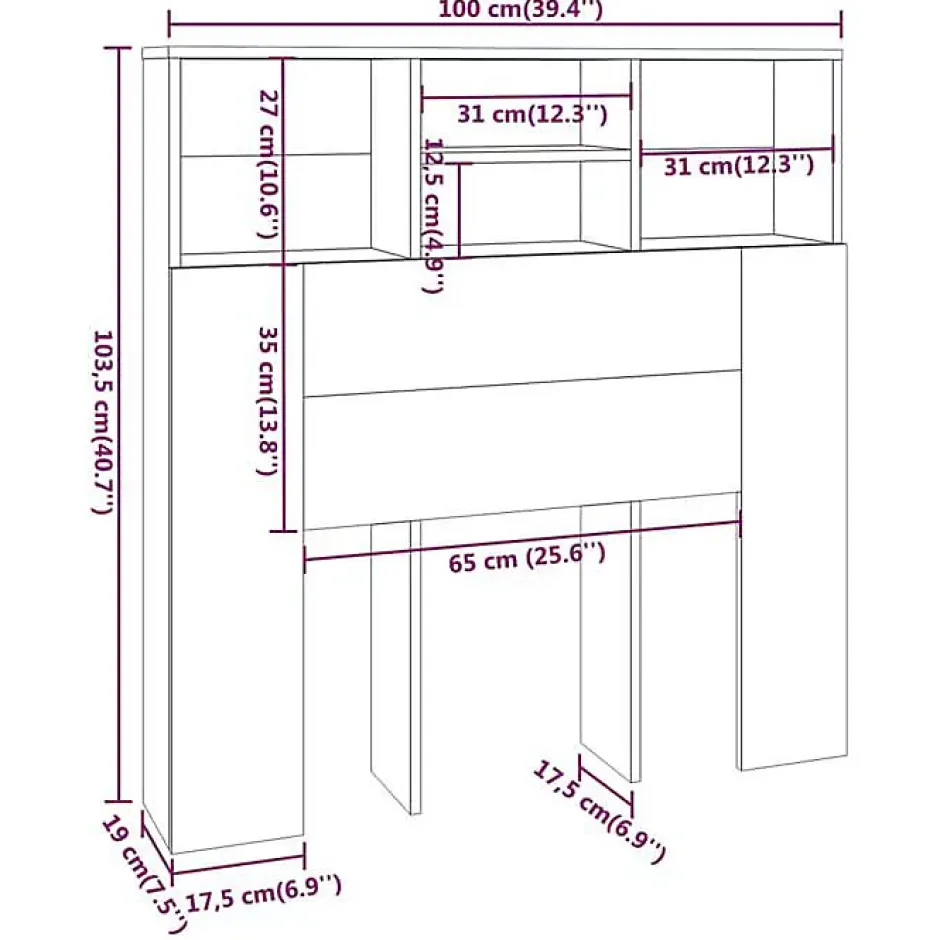Vidaxl Armoire de tête de lit Blanc 100x19x103,5 cm 811844