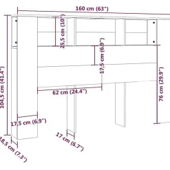 Vidaxl Armoire de tête de lit Chêne sonoma 160x18,5x104,5 cm 811937