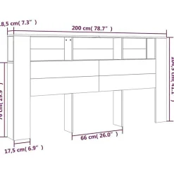 Vidaxl Armoire de tête de lit Noir 200x18,5x104,5 cm 811953
