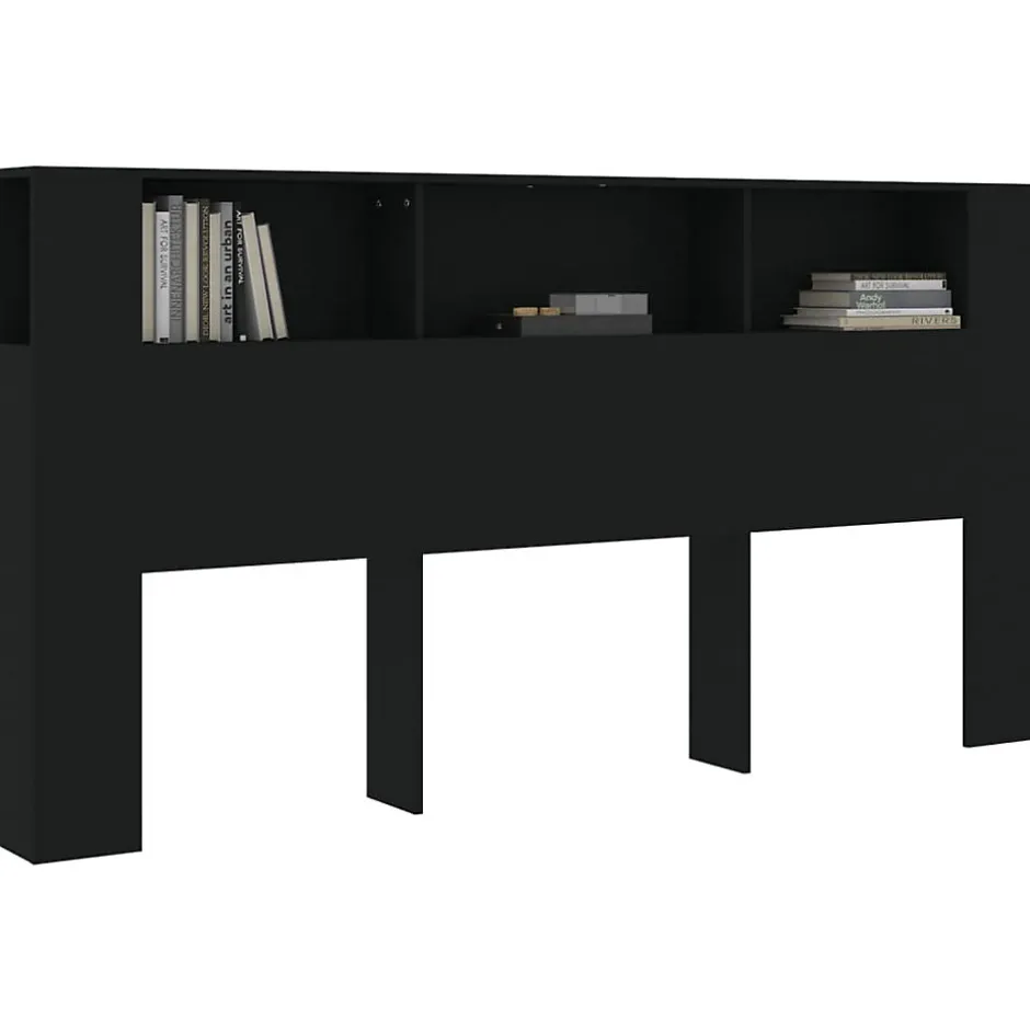 Vidaxl Armoire de tête de lit Noir 200x18,5x104,5 cm 811953