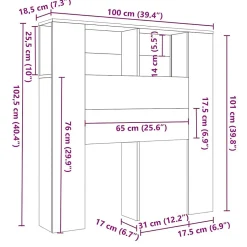 Vidaxl Armoire de tête de lit Noir 100x18,5x104,5 cm 811908