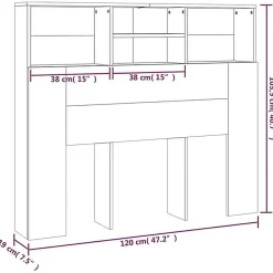 Vidaxl Armoire de tête de lit Noir 120x19x103,5 cm New