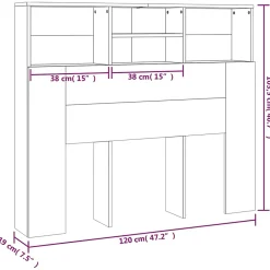 Vidaxl Armoire de tête de lit Sonoma gris 120x19x103,5 cm Best
