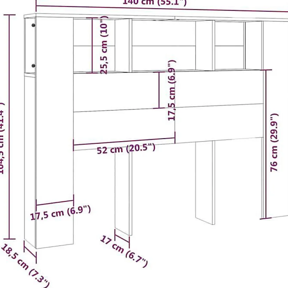 Vidaxl Armoire de tête de lit Blanc 140x18,5x104,5 cm 811925