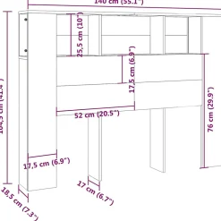 Vidaxl Armoire de tête de lit Blanc 140x18,5x104,5 cm 811925