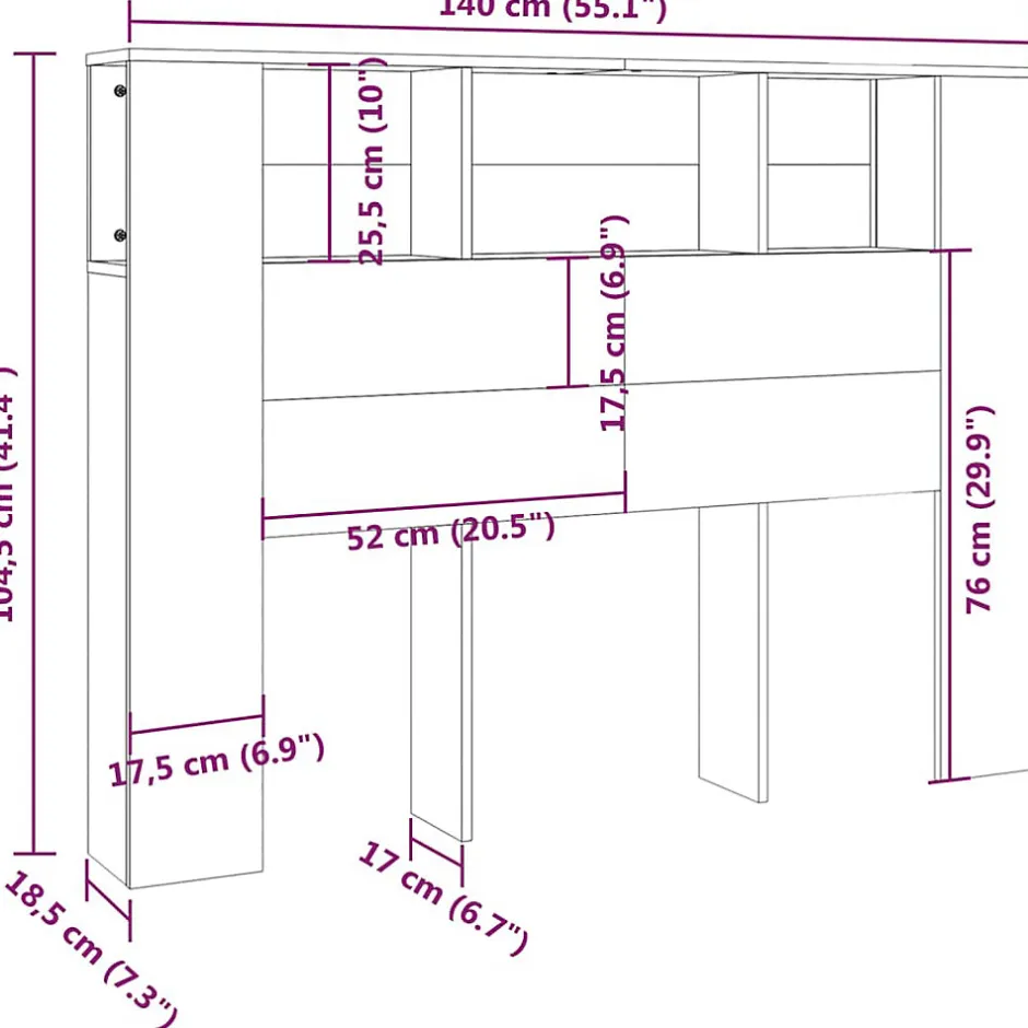Vidaxl Armoire de tête de lit Blanc 140x18,5x104,5 cm 811925