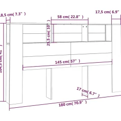 Vidaxl Armoire de tête de lit Chêne fumé 180x18,5x104,5 cm 817276