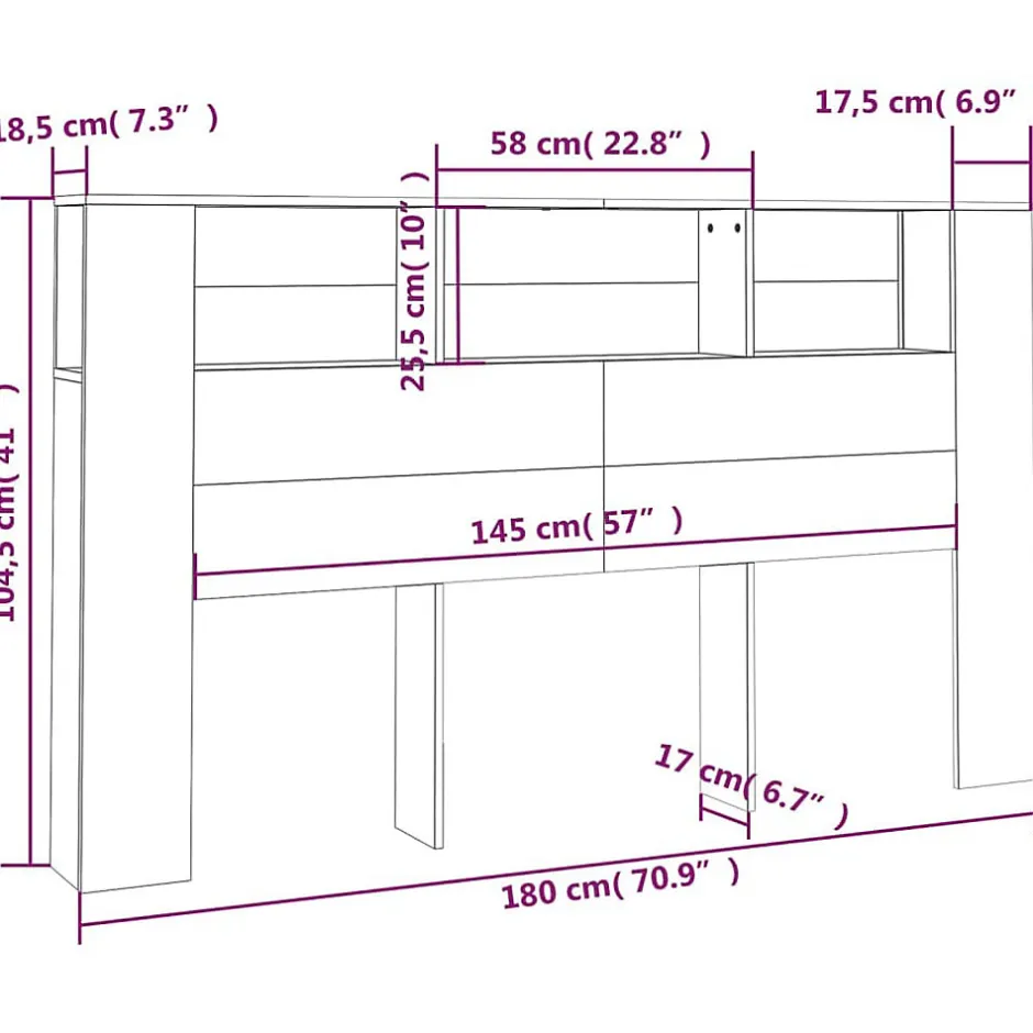 Vidaxl Armoire de tête de lit Chêne fumé 180x18,5x104,5 cm 817276