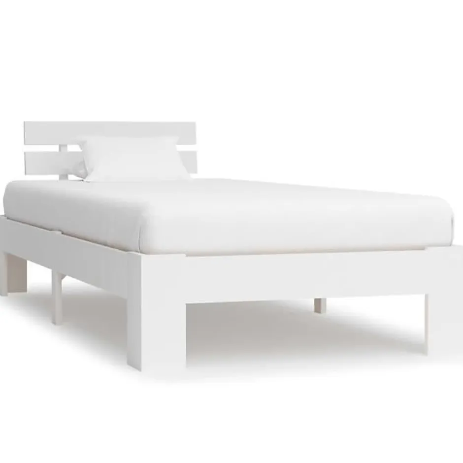 Vidaxl Cadre de lit Blanc Bois de pin massif 90 x 200 cm