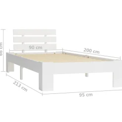 Vidaxl Cadre de lit Blanc Bois de pin massif 90 x 200 cm