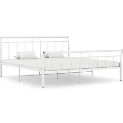 Vidaxl Cadre de lit Blanc Métal, 160x200 cm Sale
