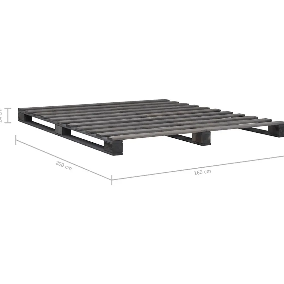 Vidaxl Cadre de lit de palette Gris Bois de pin massif 160 x 200 cm