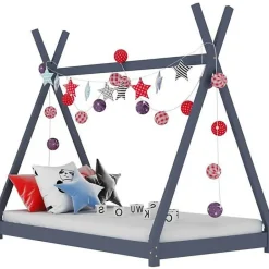 Vidaxl Cadre de lit d'enfant Gris Bois de pin massif 70x140 cm
