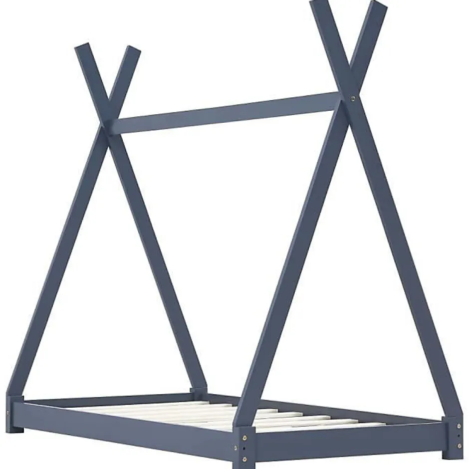 Vidaxl Cadre de lit d'enfant Gris Bois de pin massif 70x140 cm