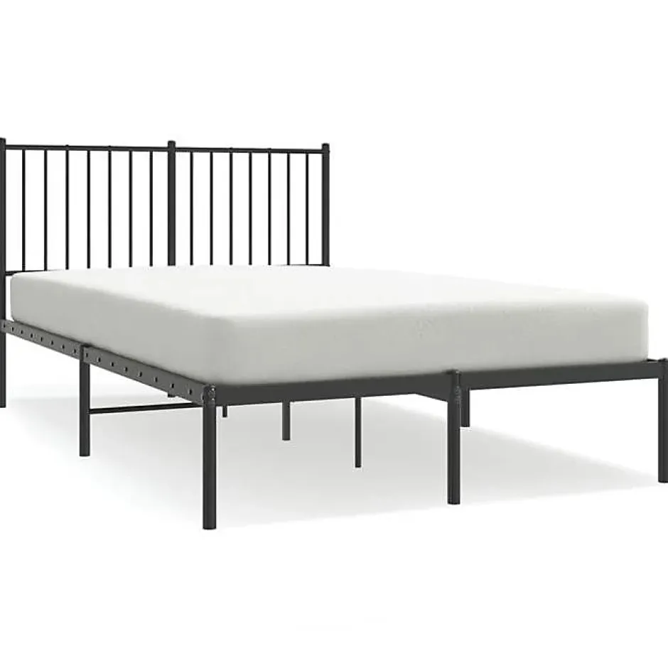 Vidaxl Cadre de lit métal avec tête de lit noir 120x190 cm 350861 Hot