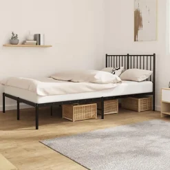 Vidaxl Cadre de lit métal avec tête de lit noir 120x190 cm 350861 Hot