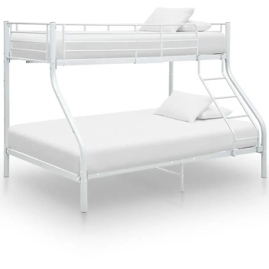 Enfant Vidaxl Cadre de lit superposé Blanc Métal 140x200 cm/90x200 cm
