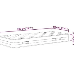 Vidaxl Matelas à ressorts bonnell moyen 90x200 cm 372955