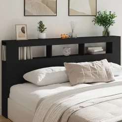Vidaxl Tête de Lit à LED, Accessoire de Lit, Tête de Cadre de Lit, Meuble de Chambre à Coucher, Noir 200x18,5x103,5 cm Bois 837366 Sale
