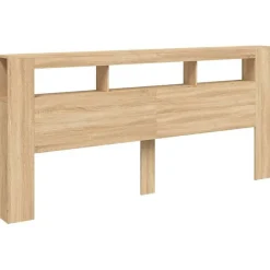 Vidaxl Tête de Lit à LED, Panneau avec Rangement, Accessoire de Lit, Tête de Cadre de Lit Chambre, Chêne Sonoma 837374