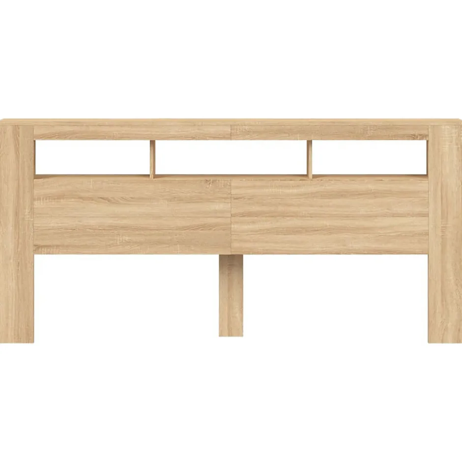 Vidaxl Tête de Lit à LED, Panneau avec Rangement, Accessoire de Lit, Tête de Cadre de Lit Chambre, Chêne Sonoma 837374