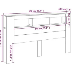 Vidaxl Tête de Lit à LED, Panneau avec Rangement, Accessoire de Lit, Tête de Cadre de Lit Chambre, Sonoma Gris 837363