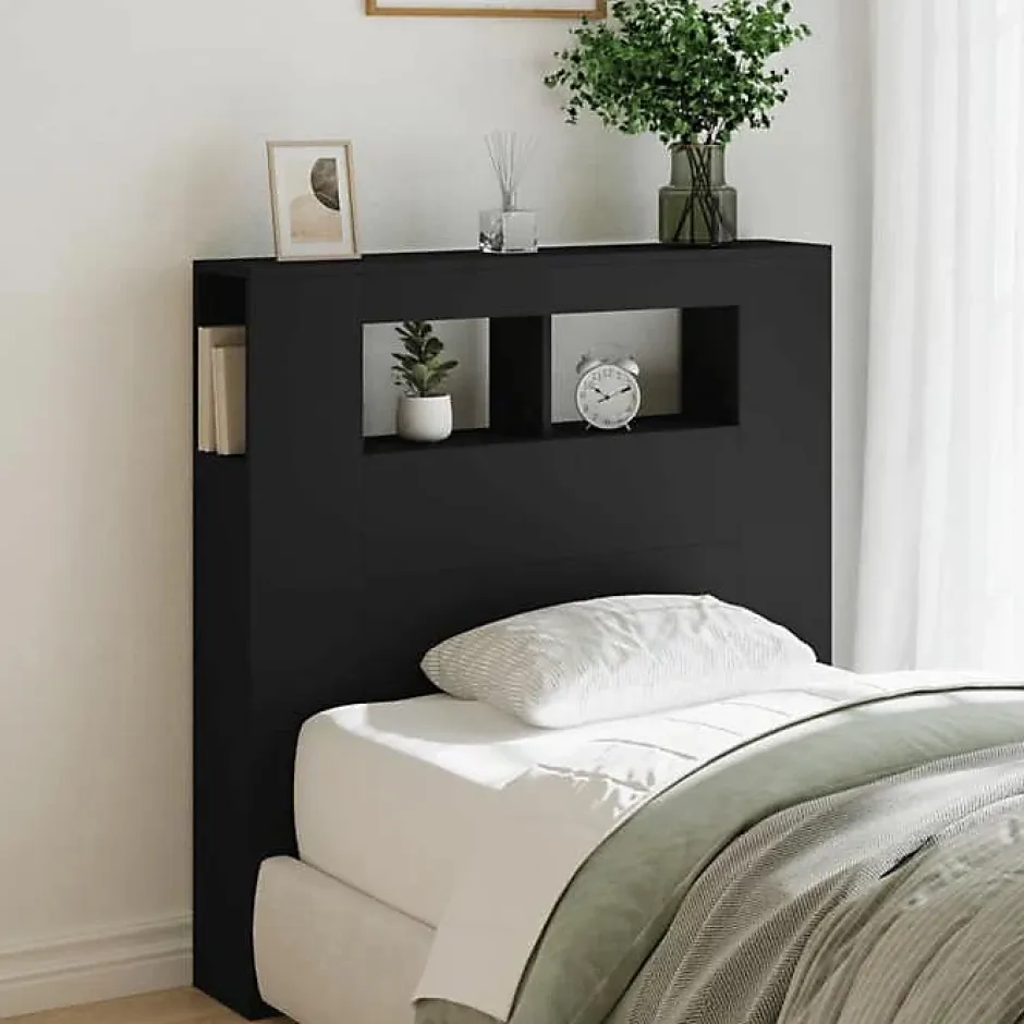 Vidaxl Tête de Lit à LED, Tête de Cadre de Lit, Accessoire de Lit Simple, Meuble de Chambre à Coucher Maison Intérieur, Noir 83733 New