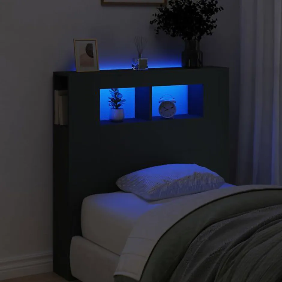 Vidaxl Tête de Lit à LED, Tête de Cadre de Lit, Accessoire de Lit Simple, Meuble de Chambre à Coucher Maison Intérieur, Noir 83733 New
