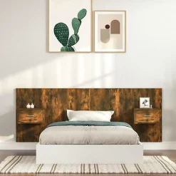 Vidaxl Tête de lit avec armoires Chêne fumé Bois d'ingénierie 3115681
