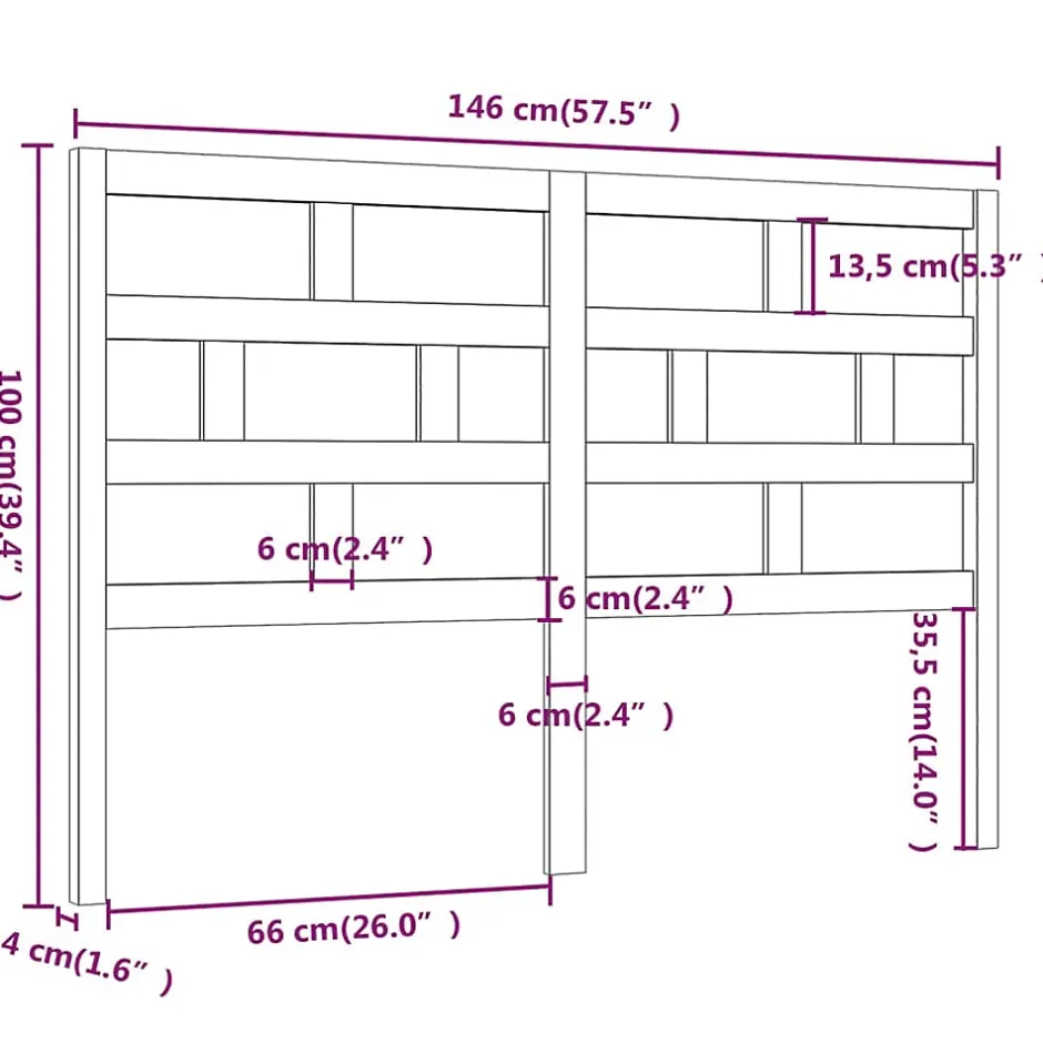 Vidaxl Tête de lit Blanc 146x4x100 cm Bois massif de pin New