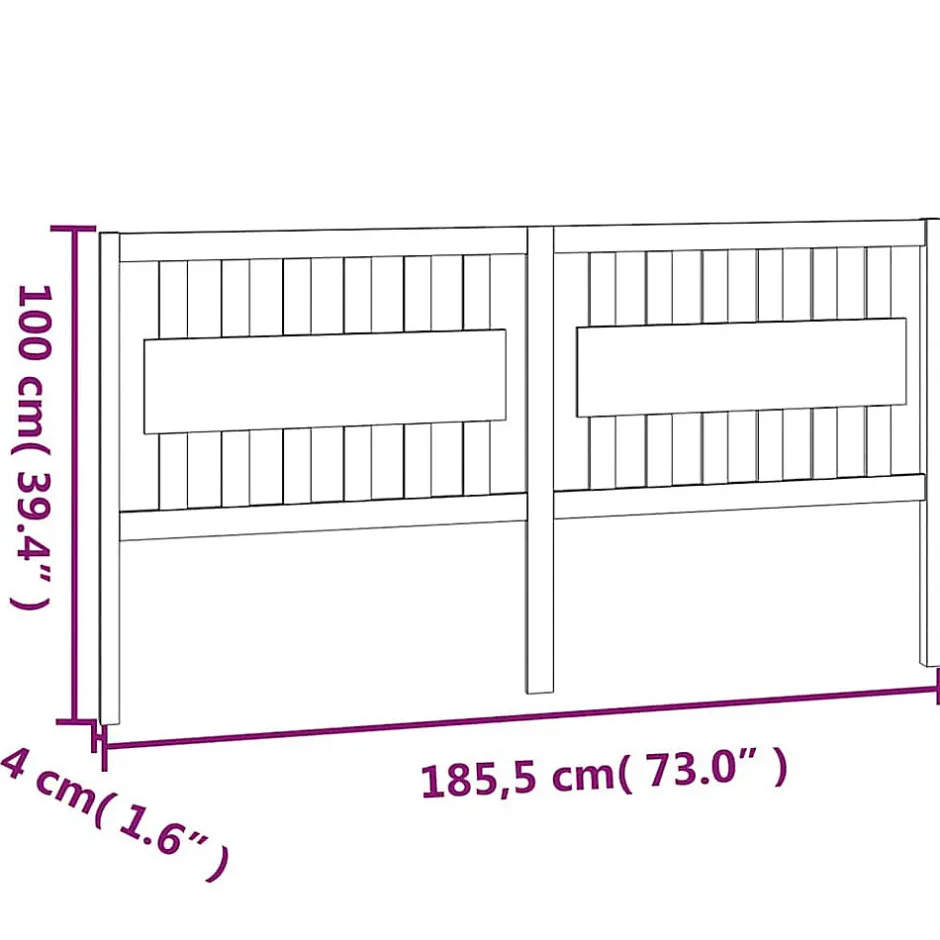 Vidaxl Tête de lit Blanc 185,5x4x100 cm Bois massif de pin 818586